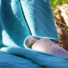 Wohndecke | 100% Bio-Baumwolle | Design 64 Doubleweave | Farbe: Ozean / Natur